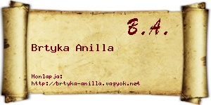 Brtyka Anilla névjegykártya